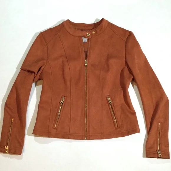 Andrew Marc Size M Faux Suede Moto Coat Jacket - Picture 1 of 9